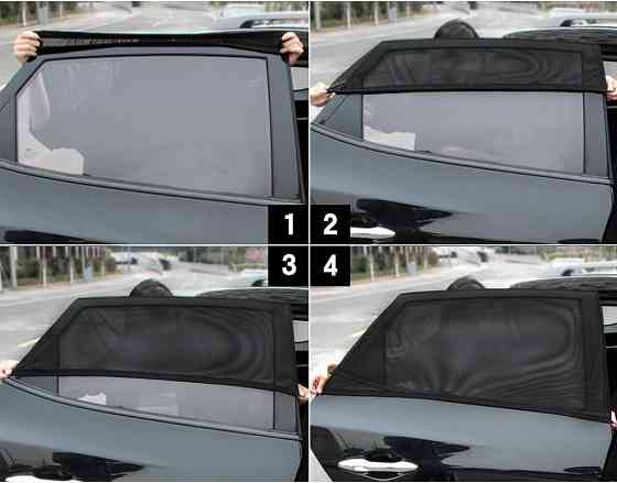 Сонцезахисна сітка Eleoption 114×74 см чорна універсальна шторка на бокове скло захист від сонця UV 98% Київ