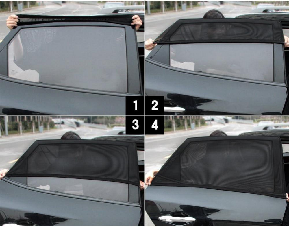 Сонцезахисна сітка Eleoption 114×74 см чорна універсальна шторка на бокове скло захист від сонця UV 98% Київ - фото 6