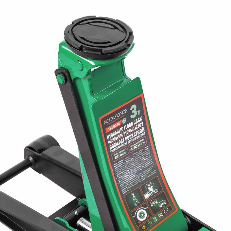 Домкрат 3т (85-430мм) підкатний гідравлічний двопоршневий ROCKFORCE RF-T830018 HT Одеса - фото 4