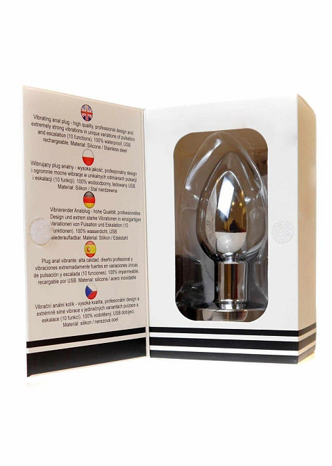 Анальна пробка - Rechargeable Butt Plug Vibrator Silver Sex Aura Київ - фото 7
