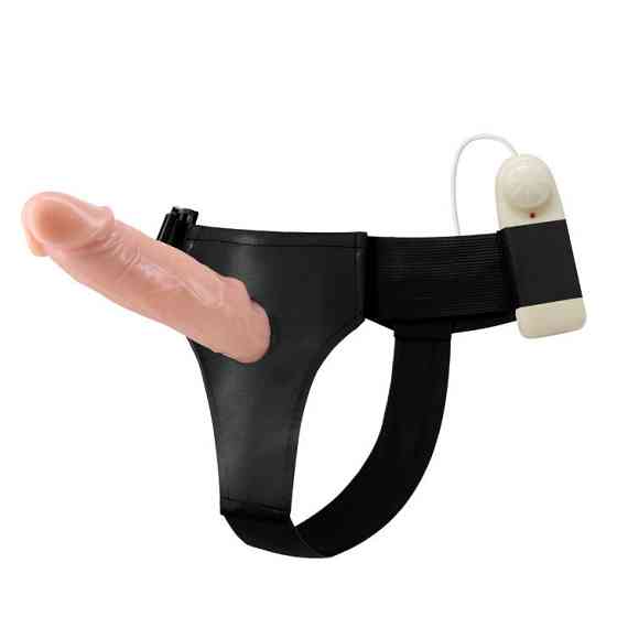 Страпон порожнистий (фалопротез) з вібрацією Baile Vibrating Strap On, беж, 19 × 4 см Sex Aura Київ