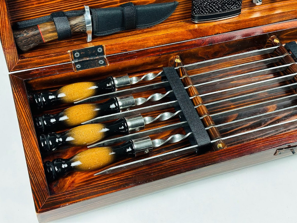 Подарунковий набір шампурів у дерев'яному кейсі ПІКНІК LUX HAPPY DAYS Тернопіль - фото 4