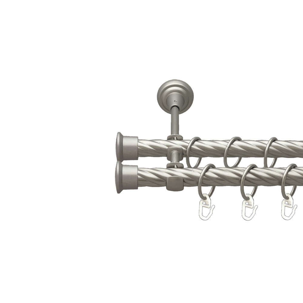 Карниз Orvit Дуо металевий дворядний відкритий скручена труба кільце металеве Сатин 19\19 мм 160 см (00-00023198) Львів - фото 1