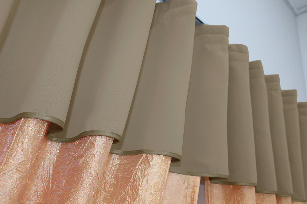 Кухонные шторы VR-Textil № 073к с ламбрекеном и подхватами персиковый с какао 270х170 см (52-0150) Киев - изображение 5