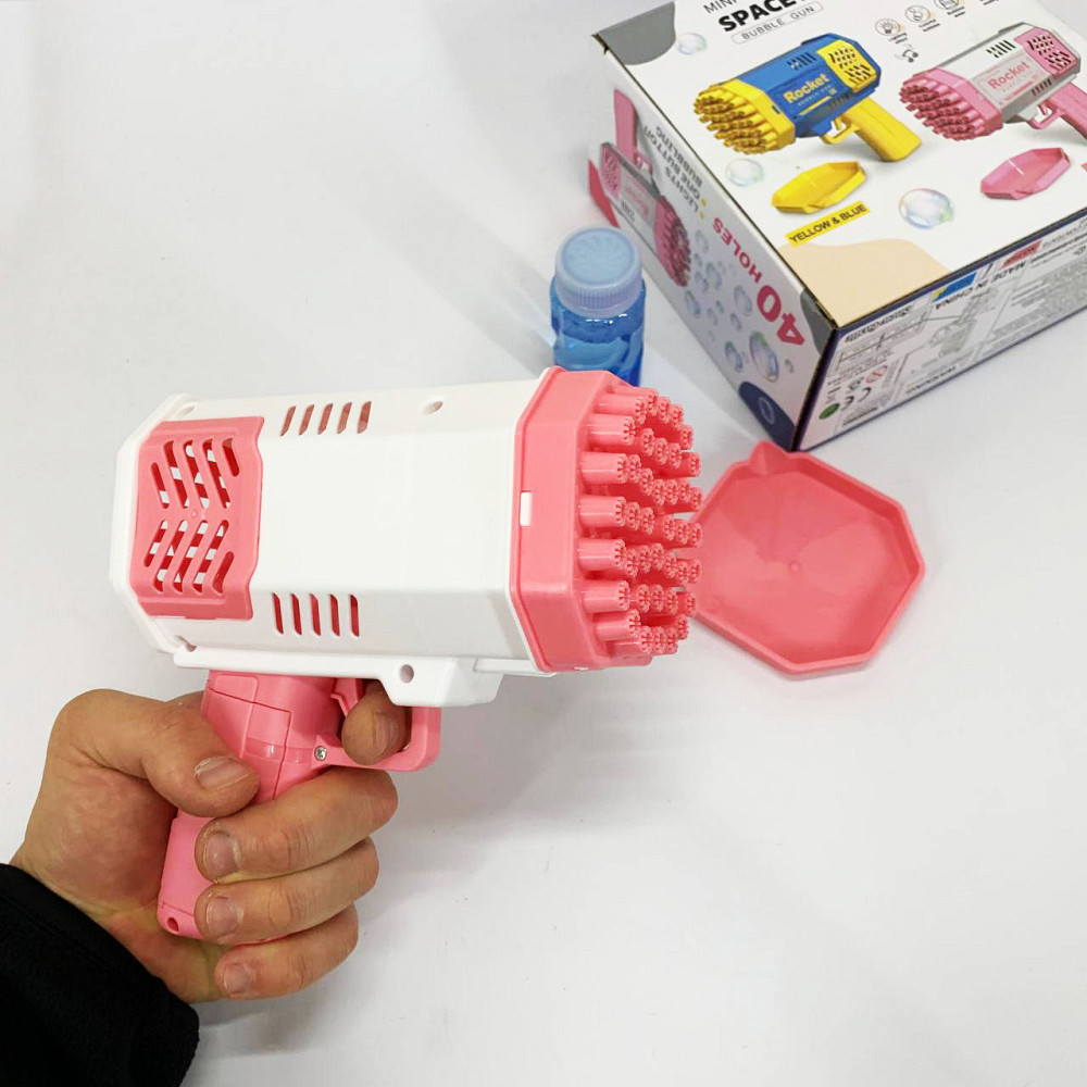 Дитячий пістолет мильні бульки Rocket Bubble Gun 15,8 см автоматичний. Колір: рожевий XB-70 Івано-Франківськ - фото 9