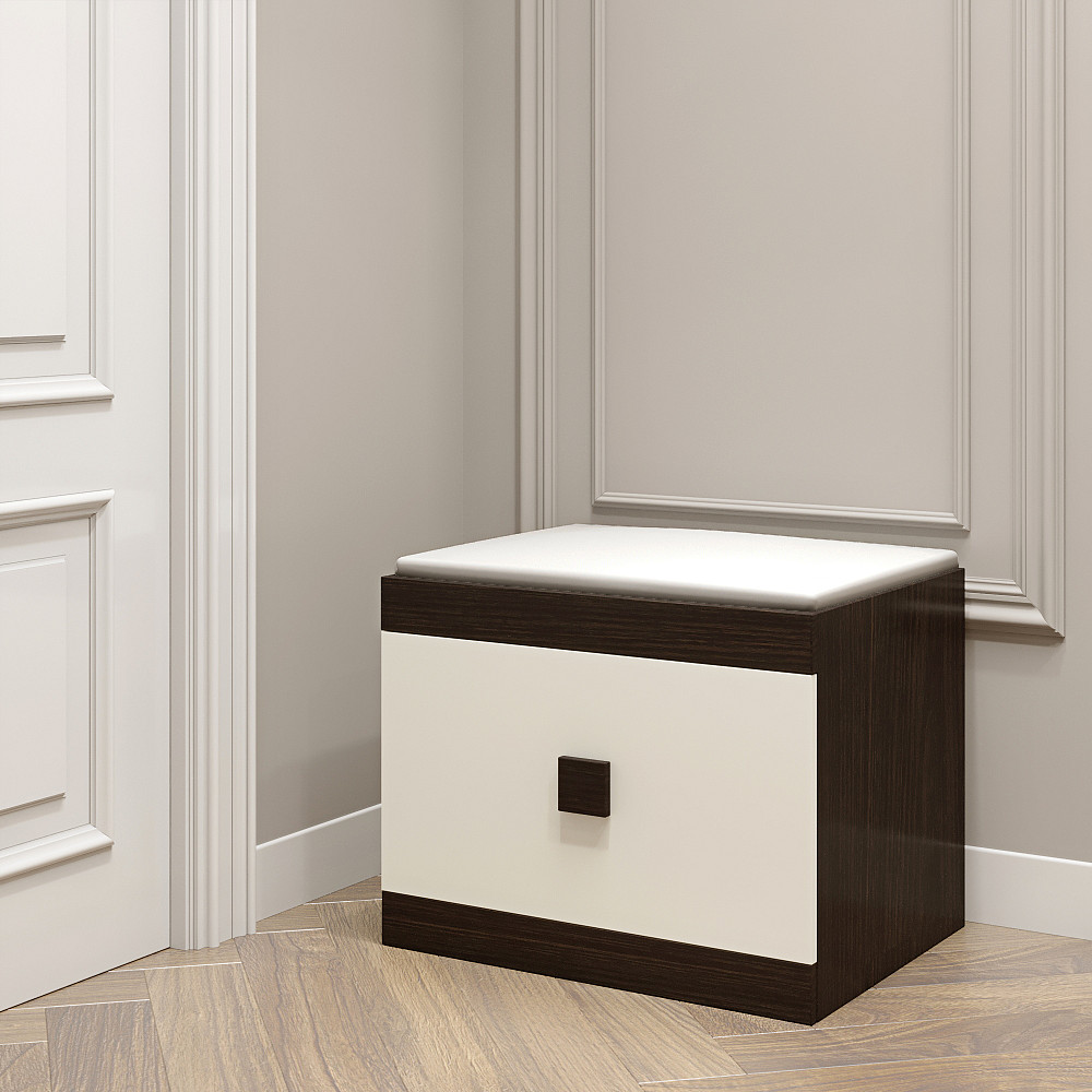 Тумба для обуви Эверест Соната ТО-600 60х38х45 венге темный + белый (DTM-2212) Львов - изображение 2