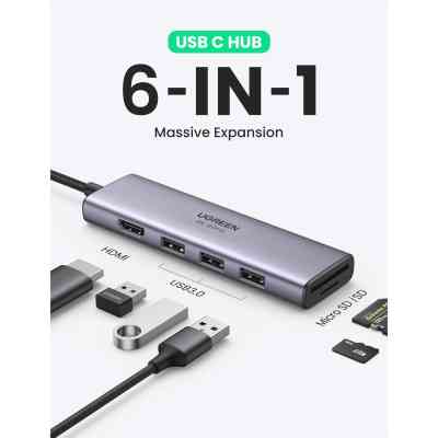 Концентратор Ugreen USB3.1 Type-C to HDMI 4K60Hz/USB 3.0х2/SD/TF/PD 100W 5-in-1 CM511 (60383) Винница