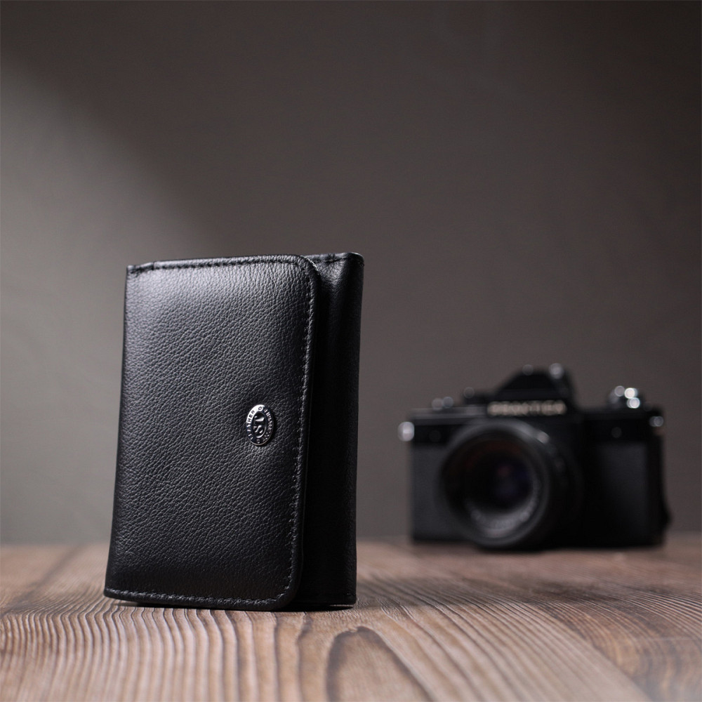 Кошелек для женщин горизонтального формату из натуральной кожи ST Leather 22722 Черный Киев - изображение 3