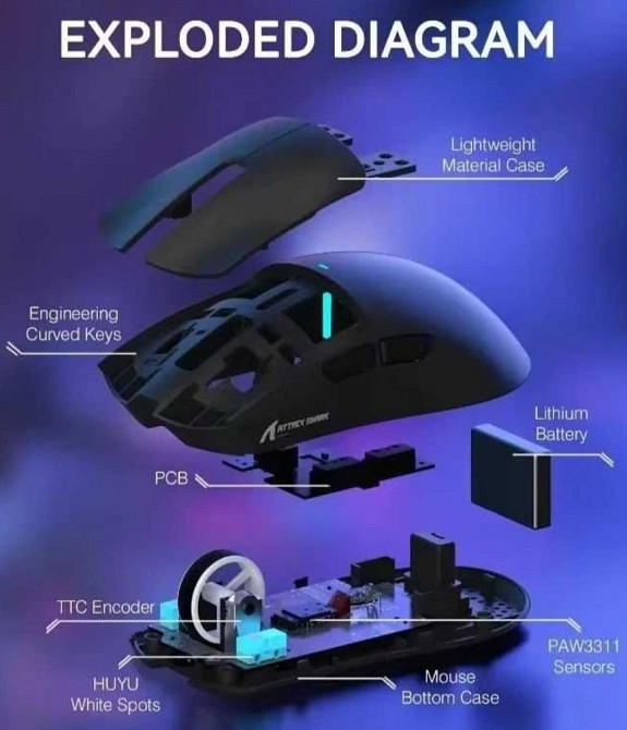 Беспроводная игровая мышка Attack Shark x11 Black White новые!!️ Харьков - изображение 1