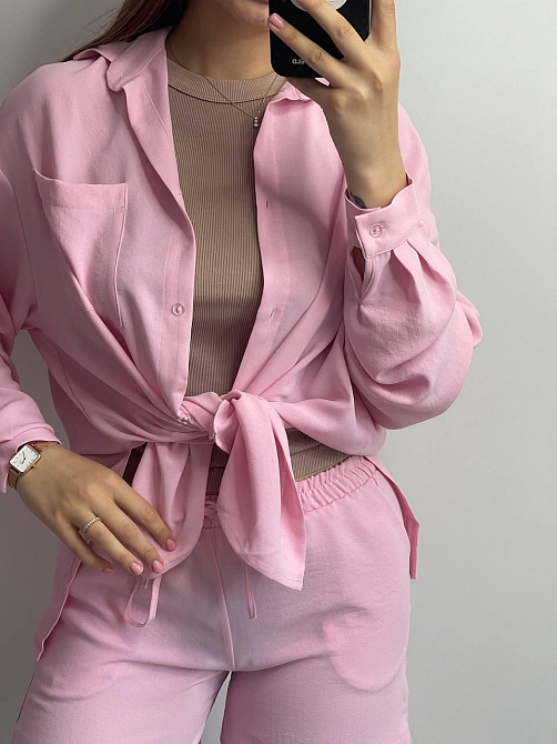 Костюм-тройка женский летний с шортами и брюками Зефирный M-L Харьков - изображение 3