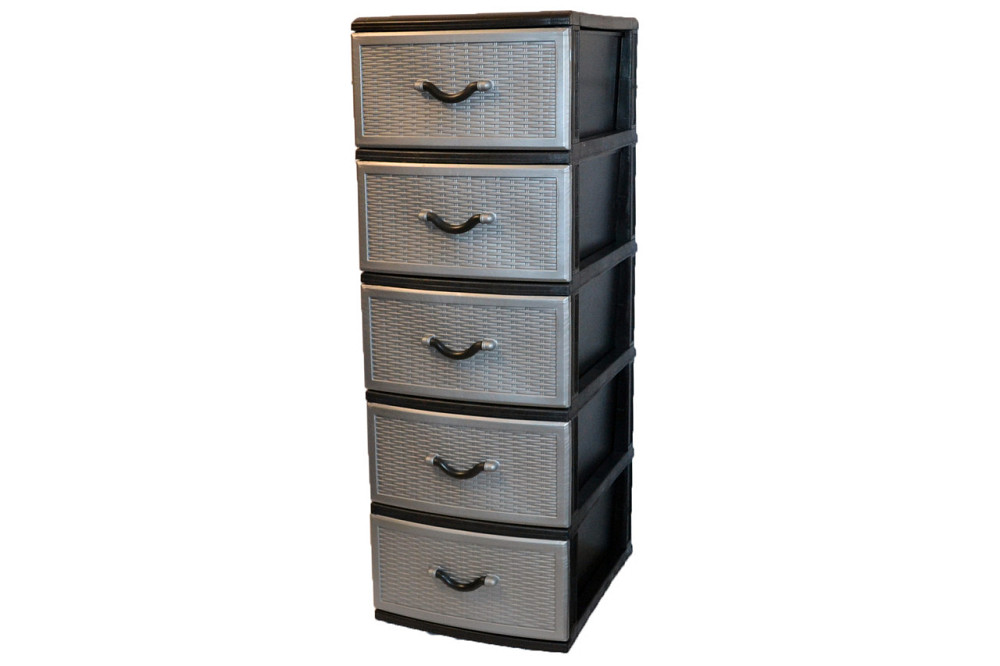 Комод пластиковый Style black (Стиль) 5 ящиков 48х38х109 Одесса - изображение 1