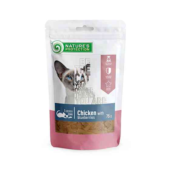 Nature's Protection Chicken with blueberries Ласощі для котів снеки з курки з чорницею, 75 г Киев
