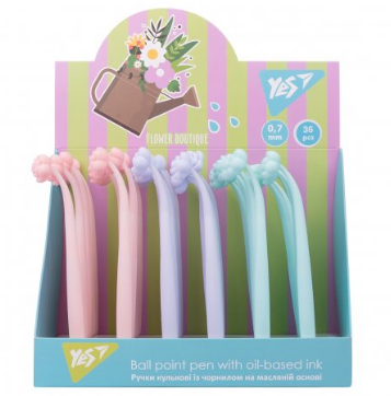 Ручка олійна "YES" 412015 "Flower boutique"  0,7 мм, синя, шт Київ - фото 1