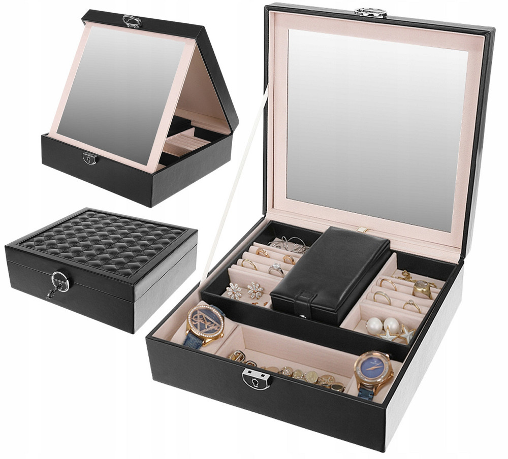 Скринька - футляр для зберігання прикрас з ключем Beautylushh (8896) Black Нововолинськ - фото 1