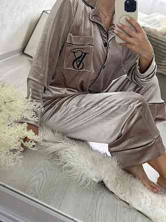 Женская стильная домашняя пижама бархатная пижама Бежевий, 46/48 Одесса