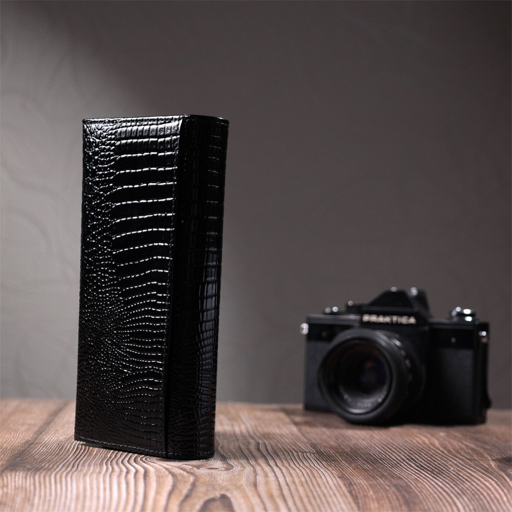 Женский кошелек из натуральной лакированной кожи ST Leather 22679 Черный Киев - изображение 2