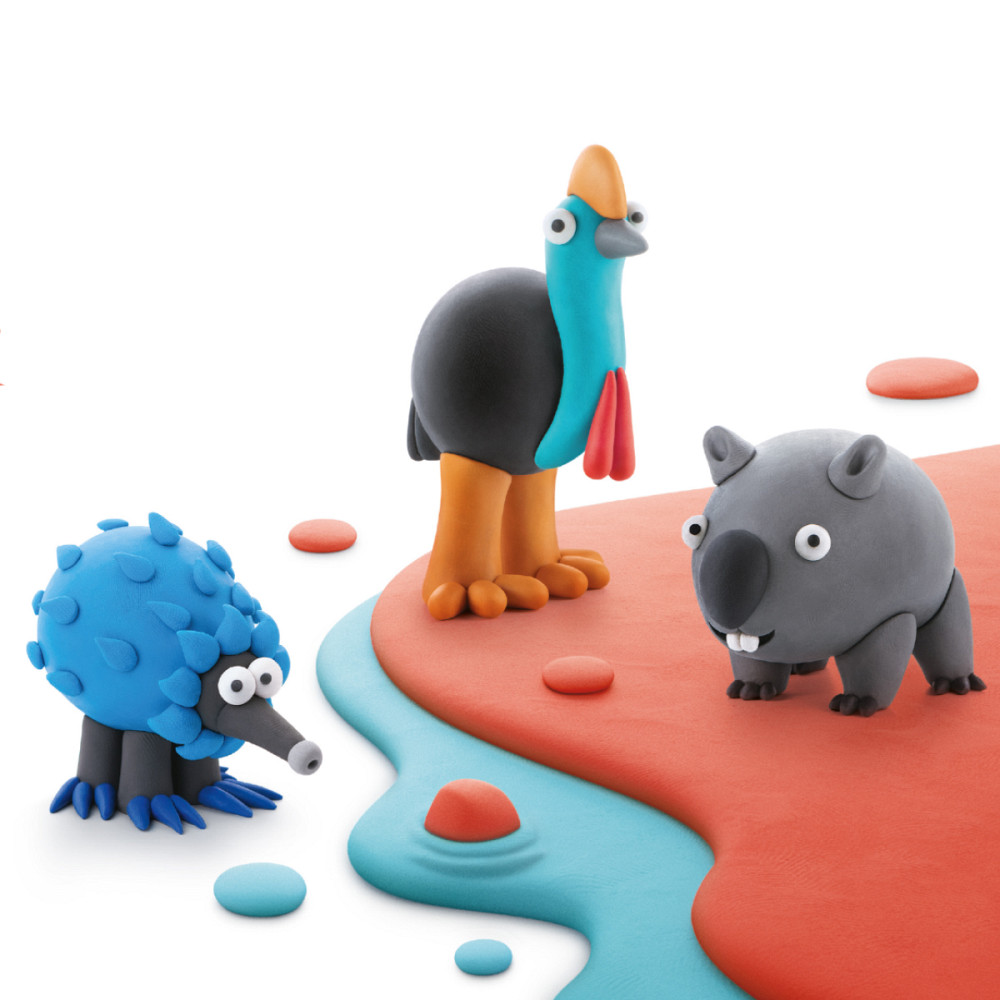 Набір пластиліну, що самостійно твердіє, Ліпака - Австралійські тварини: казуар, єхидна, вомбат Дніпро - фото 3