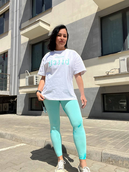 Лосины женскиеLADY HUREM 18160 мраморные пуш-ап широкий пояс утягивающие бирюзовые, бірюзовий, S-M Киев - изображение 13