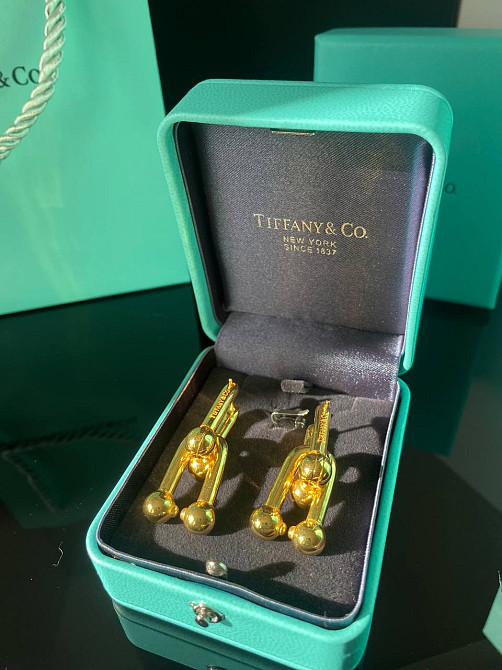 Tiffany Тиффани крупные серьги hardwear лимонное золото (покрытие) / упакованы в мешочек Одесса - изображение 3