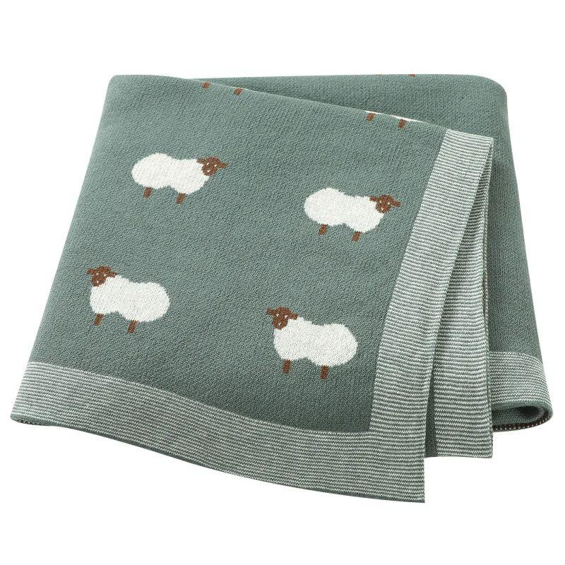 Плед Дитячий Lovely Svi Бавовна 80х100 см В'язаний Зелений Вівці (3190222) Київ - фото 1