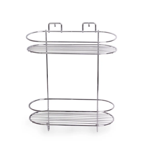 Полиця для ванної кімнати овальна 2-ярусна хромована сталь Besser Житомир - фото 1