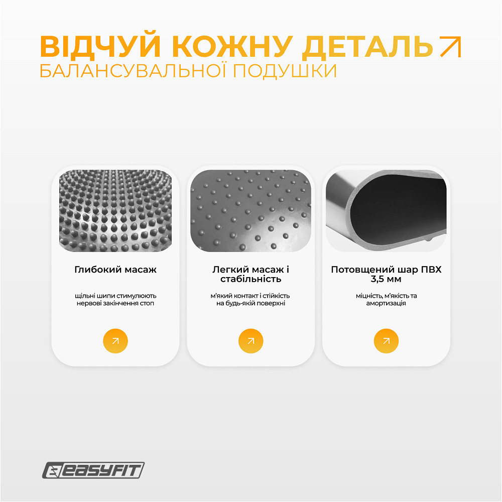 EasyFit Балансувальна масажна подушка EasyFit Сірий Київ - фото 8