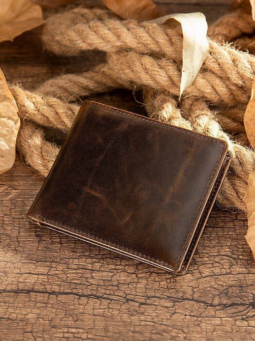 Портмоне шкіряне компактне 20240 Vintage Коричневе Київ - фото 1