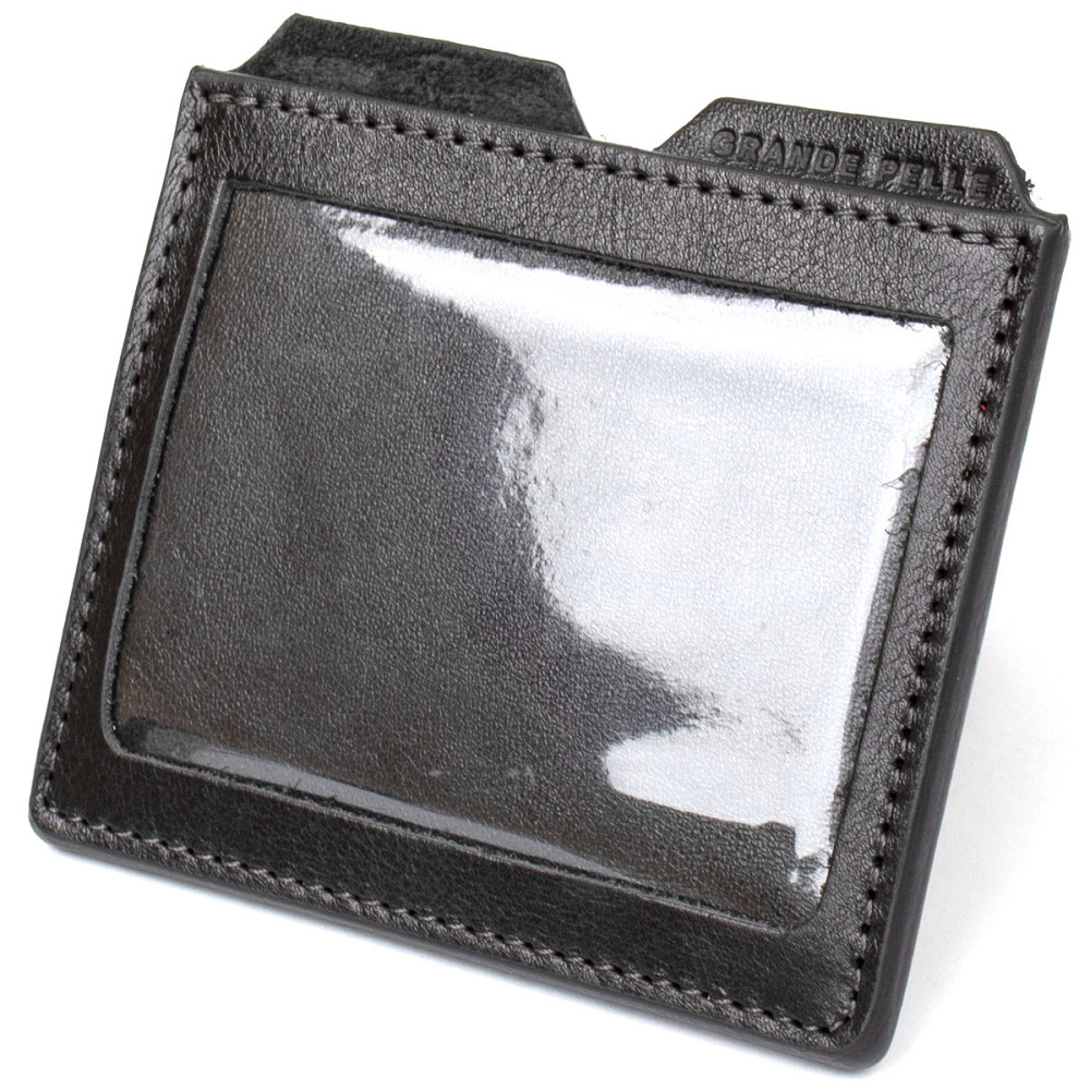 Шкіряний картхолдер GRANDE PELLE 11502 Чорний Київ - фото 2