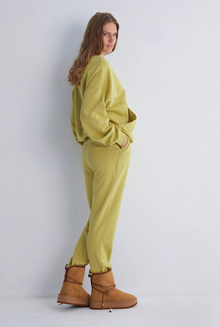 Женский прогулочный костюм двойка: кофта и штаны премиум качества футер диагональный 100% хлопок Оливка, 42 Одесса - изображение 2