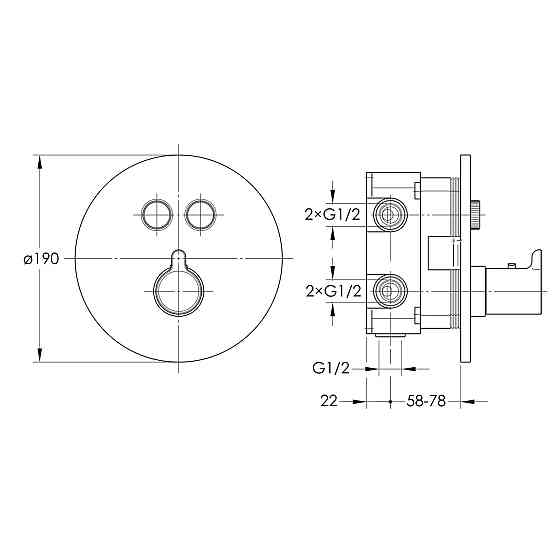 Термостат для ванни прихованого монтажу Imprese SMART CLICK на 2 споживача хром Київ