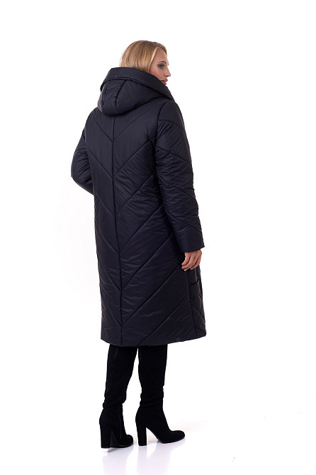 Жіночий пуховик без хутра чорний Київ - фото 3