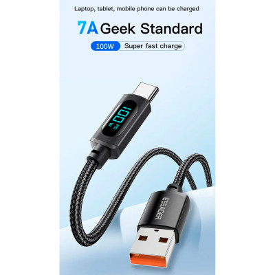 Дата кабель USB 2.0 AM to USB-C 1.0m 7A LED black Essager (EXCT-XY01-P) Винница - изображение 2