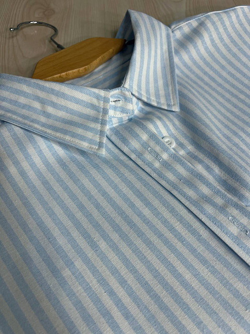 Рубашка женская A-N 25130-1 в полоску оверсайз хлопковая голубая, голубой, one size Киев - изображение 12