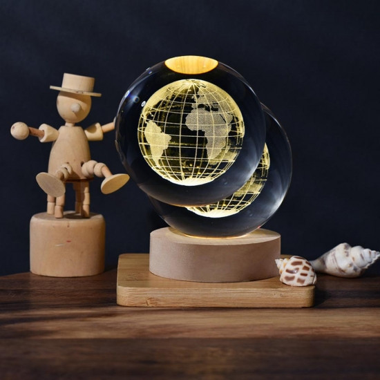Детский ночник хрустальный шар планеты на деревянной подставке Вінниця - фото 2