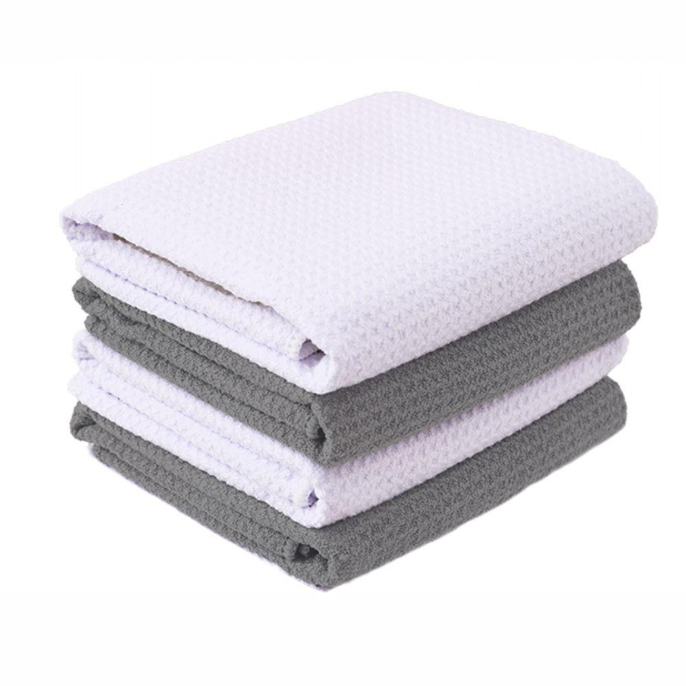 Набор 4 кухонных вафельных полотенца Aquarius микрофибра 40 х 60 см Белый и Серый - Мягкие Ультравпитывающие Буча - изображение 1