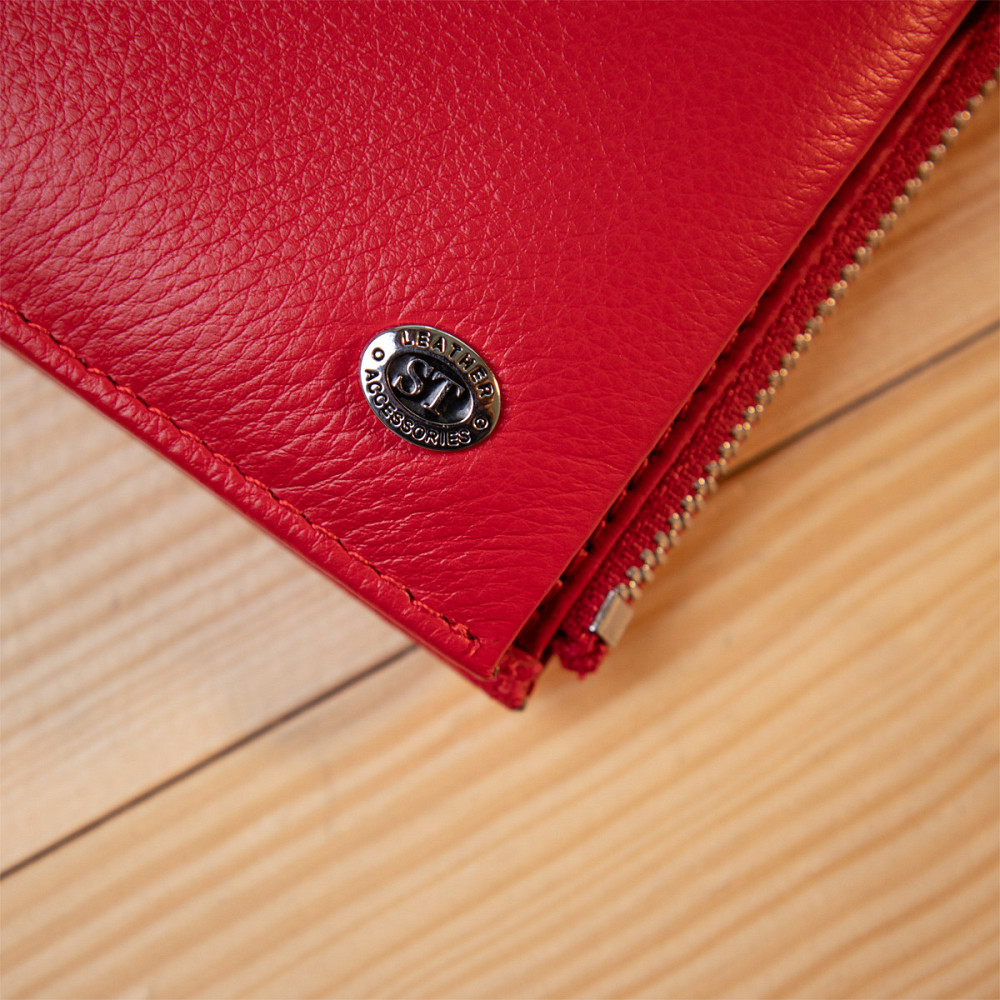 Жіночий шкіряний гаманець-клатч червоний (ST Leather) Київ - фото 19
