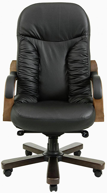 Офисное Кресло Руководителя Richman Bufford Кожа Комбо Wood Lux Орех М3 MultiBlock Черный Днепр - изображение 2