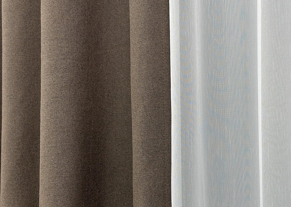 Комплект штор VR-Textil 100% блекаут ASHEN NIGHT 200х270 2шт і Тюль 500х270 1854ш-1153т коричневий з білим 71-094/6 Київ - фото 8