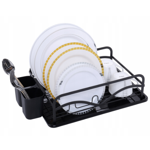 Сушарка для посуду 41,5*13,5*28см з піддоном алюміній чорний 0755 KAMILLE Житомир - изображение 2
