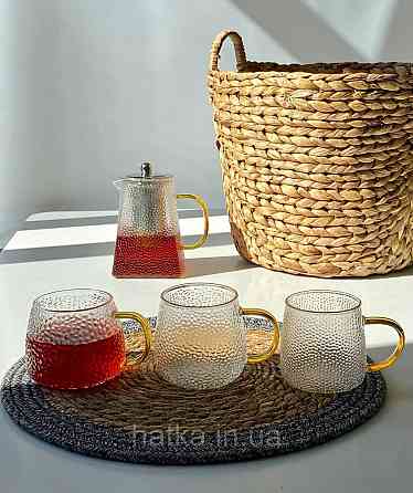 Кухоль чашка Olens "Крижана гіза" 430 мл 8030-268 прозорий із жовтою ручкою Київ