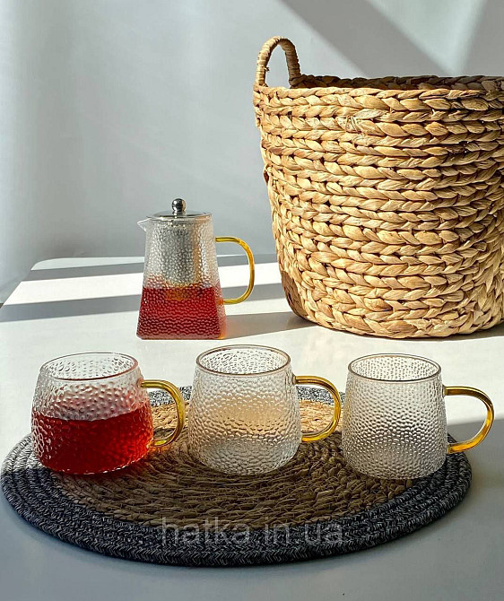 Кухоль чашка Olens "Крижана гіза" 430 мл 8030-268 прозорий із жовтою ручкою Київ - фото 2