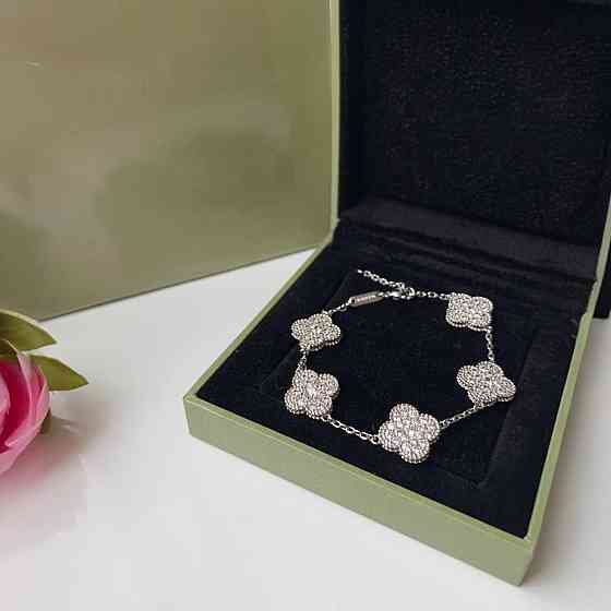 Браслет Van Cleef цирконы посеребрение / браслет 5 клеверов Одесса