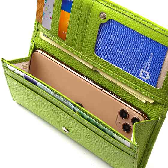 Молодежный кошелек из натуральной кожи флотар CANPELLINI 21833 Салатовый Киев