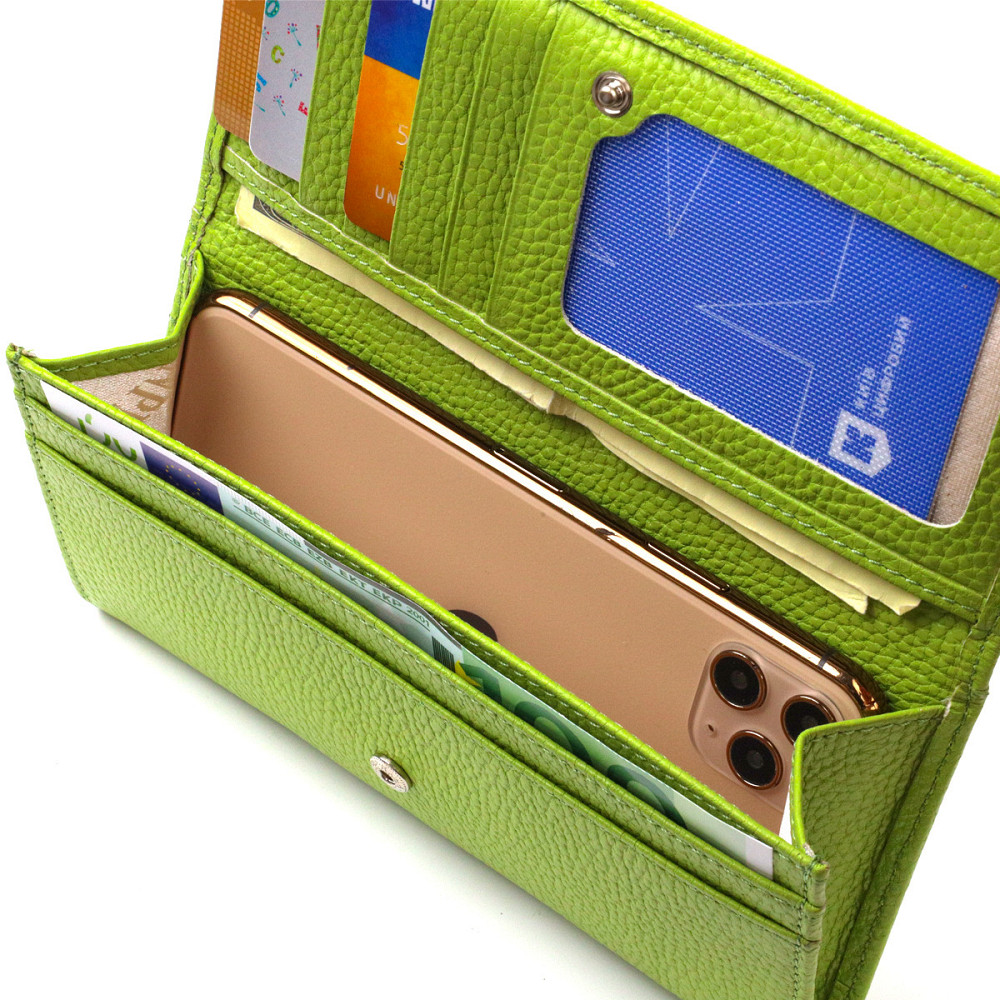 Молодежный кошелек из натуральной кожи флотар CANPELLINI 21833 Салатовый Киев - изображение 6