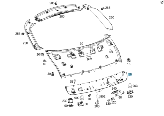 Mercedes-Benz  A2927400072 9051 Облицювання дверей багажника нижня частина GLE Coupe C292 Одеса