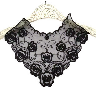 Аплікація пришивна чорна ажурна Квіти Київ - фото 1