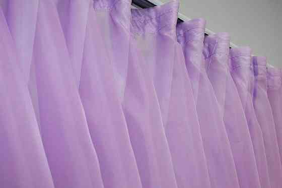 Кухонні шторки VR-Textil № 060к "Дует" з підв'язками бузковий з білим 330х170 см (50-364) Київ