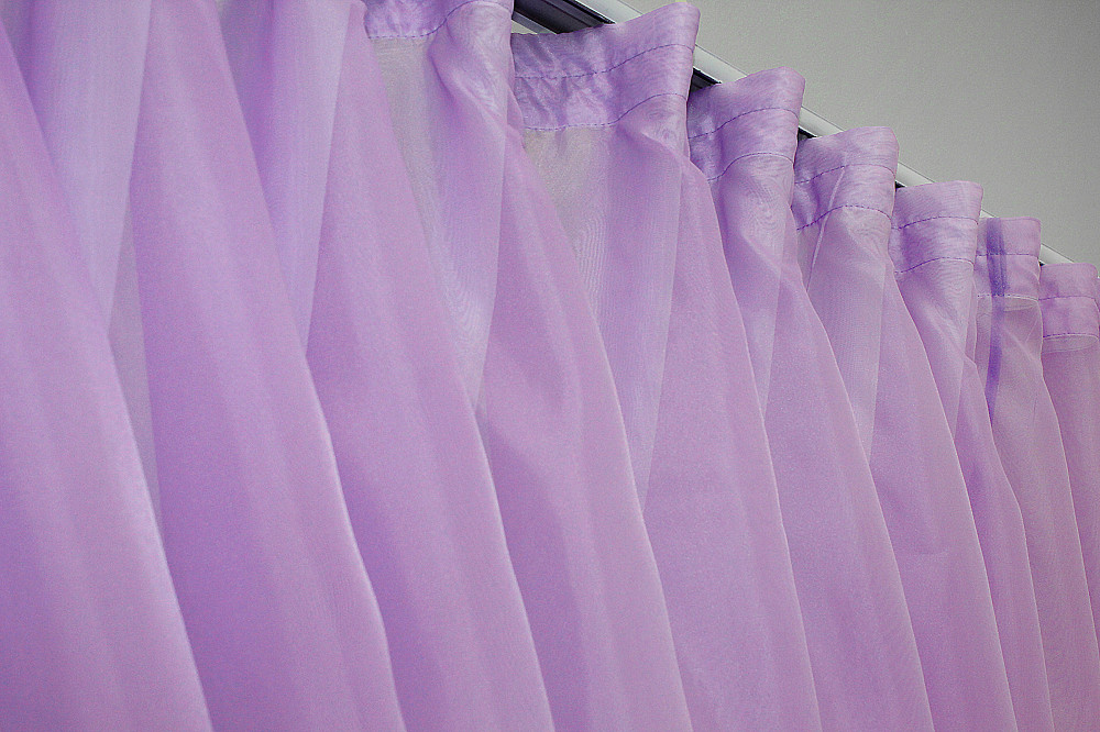 Кухонні шторки VR-Textil № 060к "Дует" з підв'язками бузковий з білим 330х170 см (50-364) Київ - фото 6