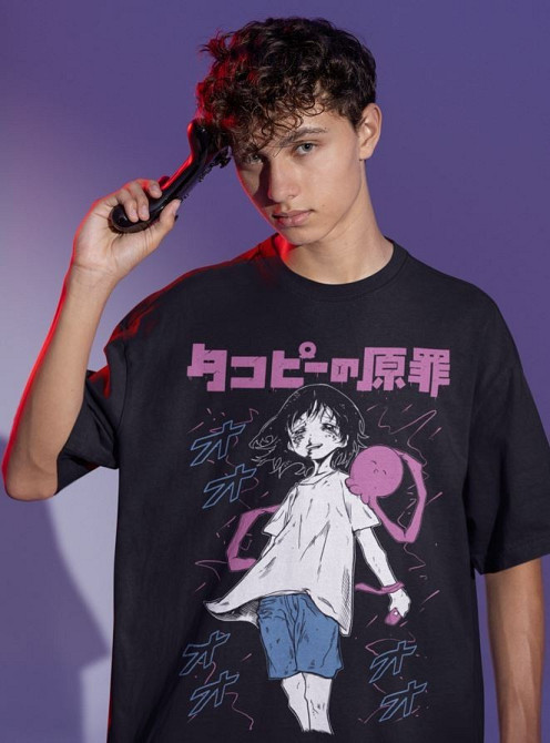 Футболка для мальчика аниме Такопи С Оригинал Син оверсайз (рост от 165 до 180 ) Черний AnimeJ0797m Днепр - изображение 4