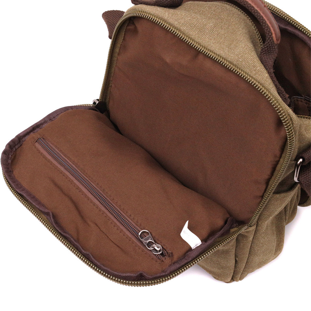 Сумка листоноша на плече із щільного текстилю Оливковий (Vintage) Київ - фото 2